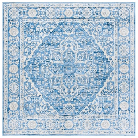 Safavieh 3 x 3 ft. Brentwood Power Loomed Square Area Rug Ivory & Navy BNT832A-3SQ